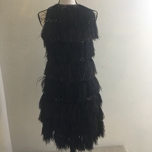 Designer Donald Brooks Black Feather Dress